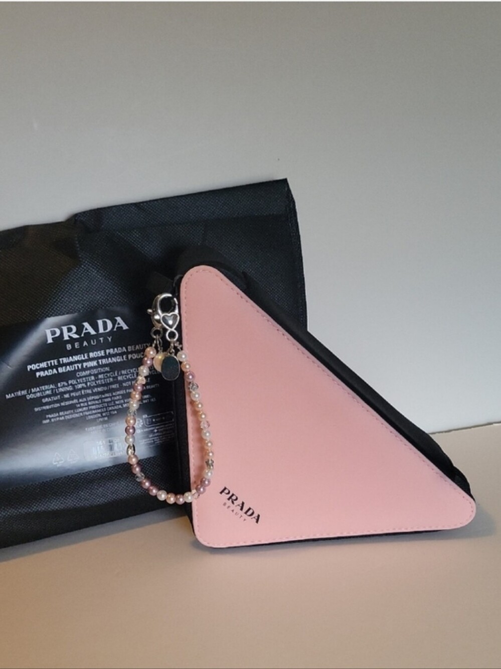 Prada Pink Triangle Cosmetic Pouch